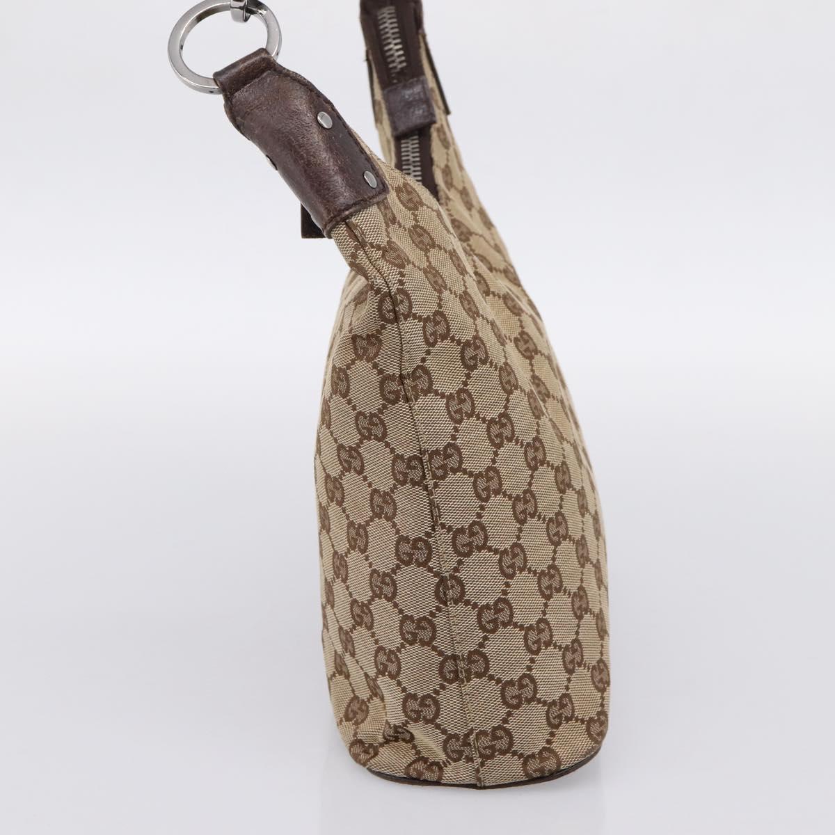 GUCCI GG Canvas Shoulder Bag Beige Silver 115003 Auth 202688A
