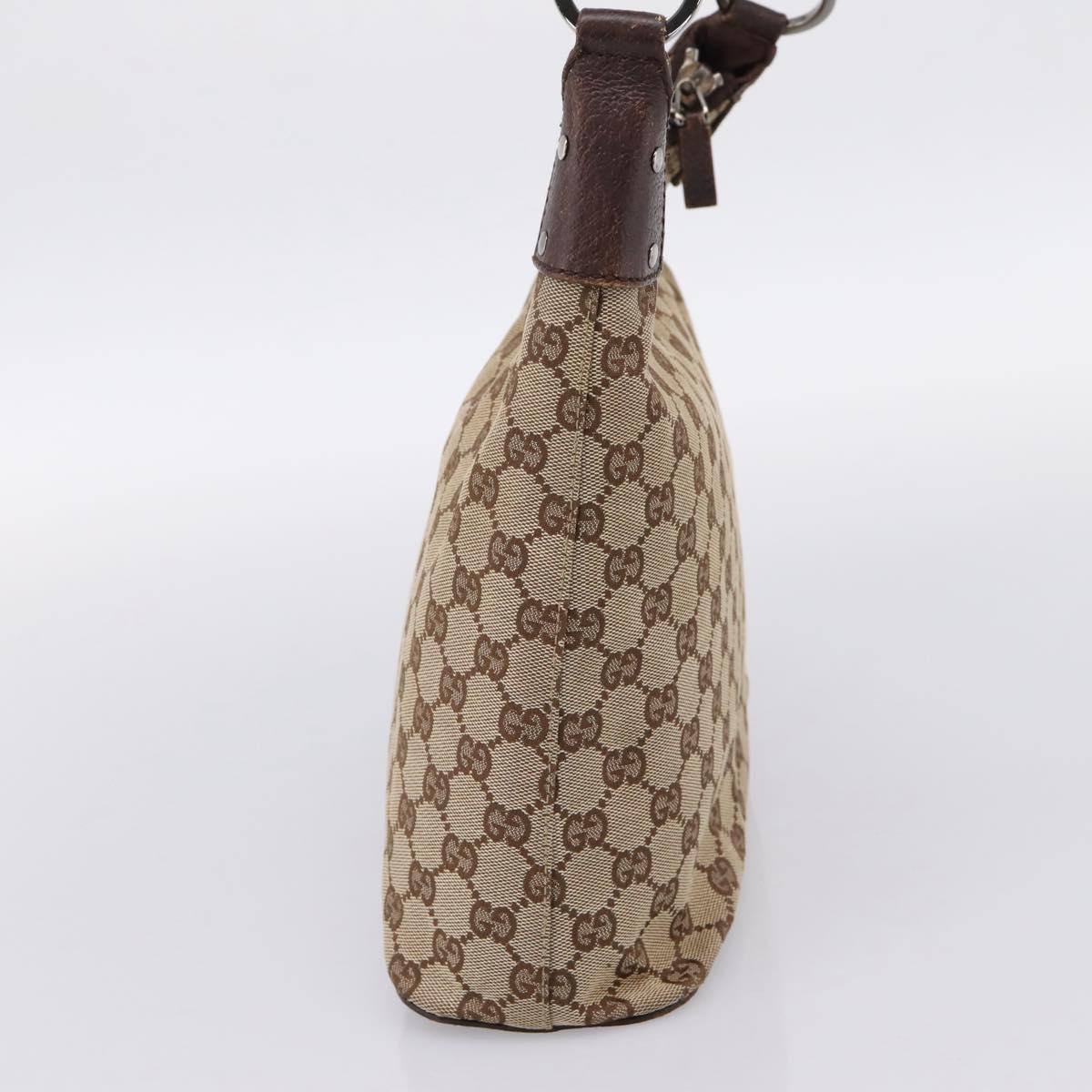 GUCCI GG Canvas Shoulder Bag Beige Silver 115003 Auth 202688A