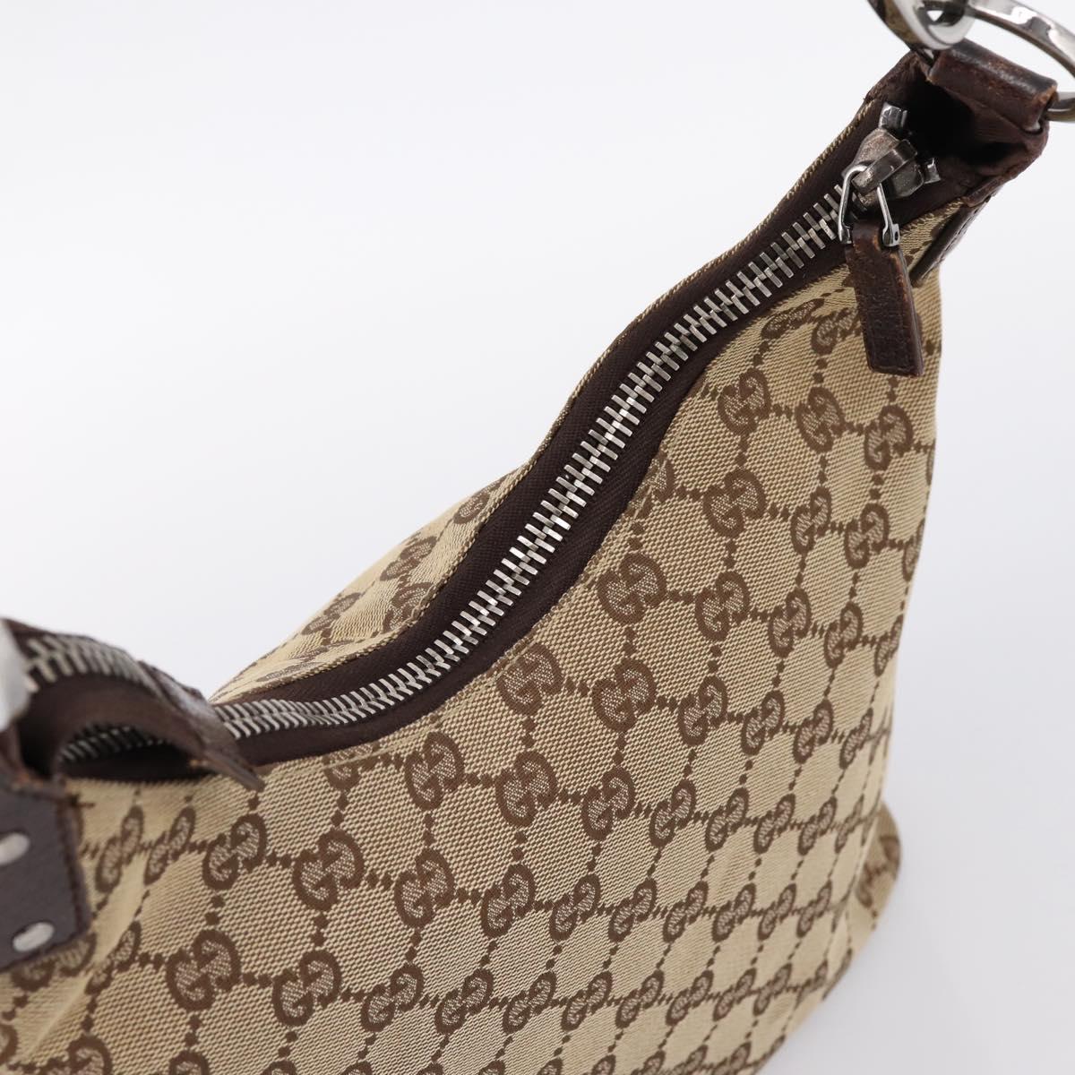 GUCCI GG Canvas Shoulder Bag Beige Silver 115003 Auth 202688A