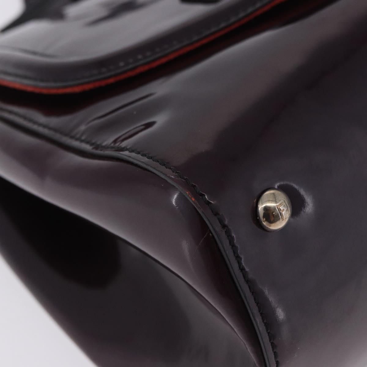 FENDI Silvana Shoulder Bag Patent Leather 2way Purple Silver Auth 202690A