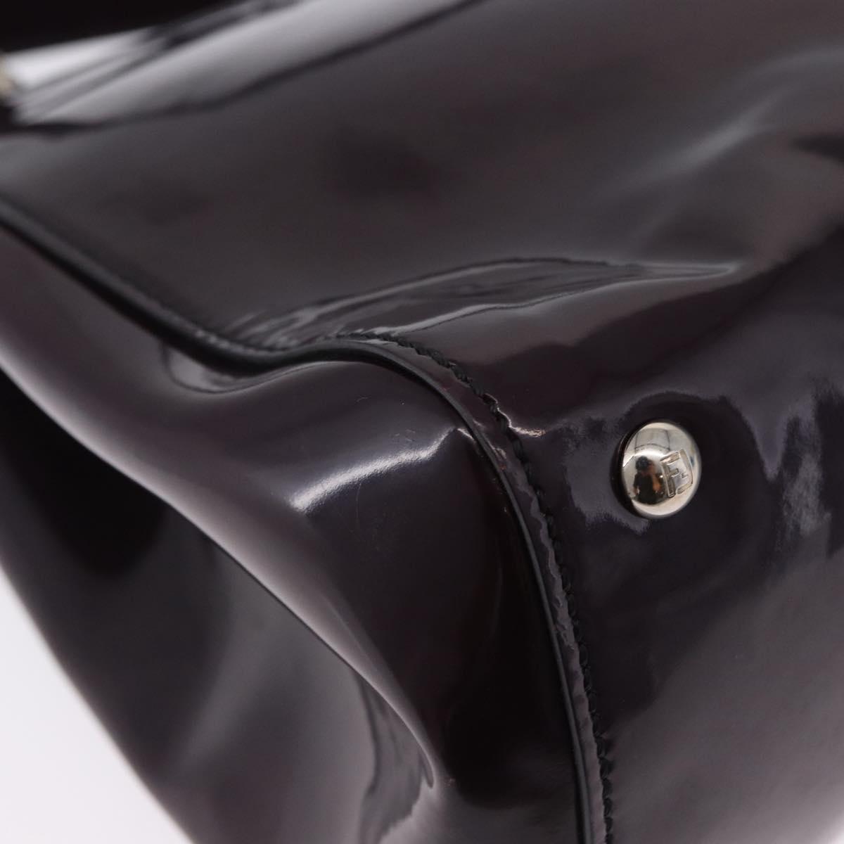 FENDI Silvana Shoulder Bag Patent Leather 2way Purple Silver Auth 202690A