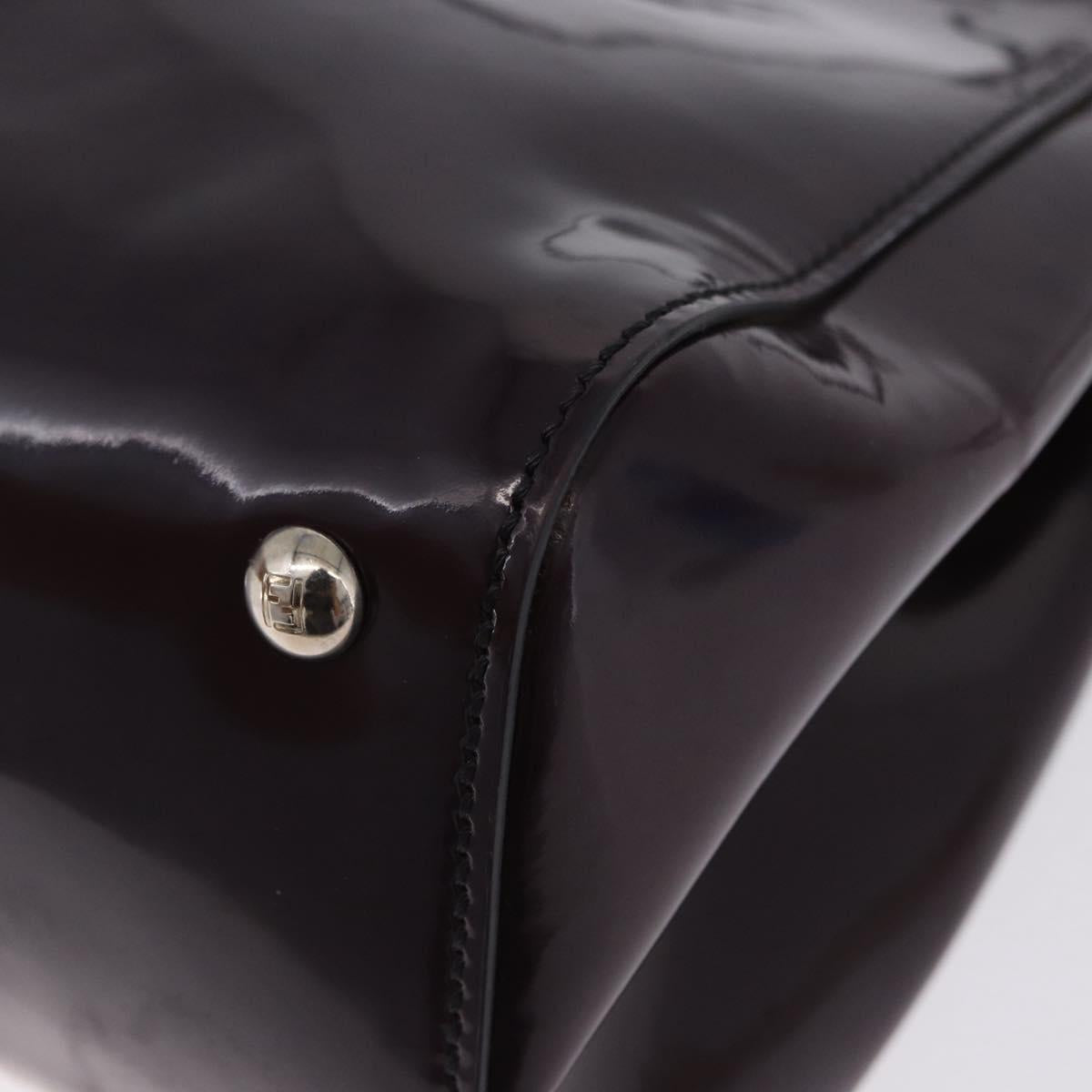 FENDI Silvana Shoulder Bag Patent Leather 2way Purple Silver Auth 202690A
