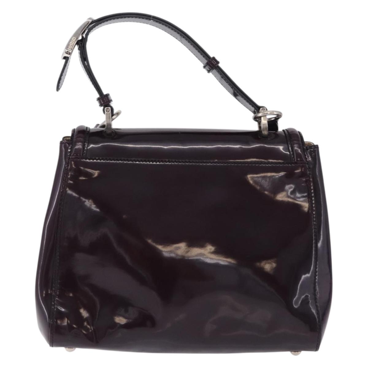 FENDI Silvana Shoulder Bag Patent Leather 2way Purple Silver Auth 202690A