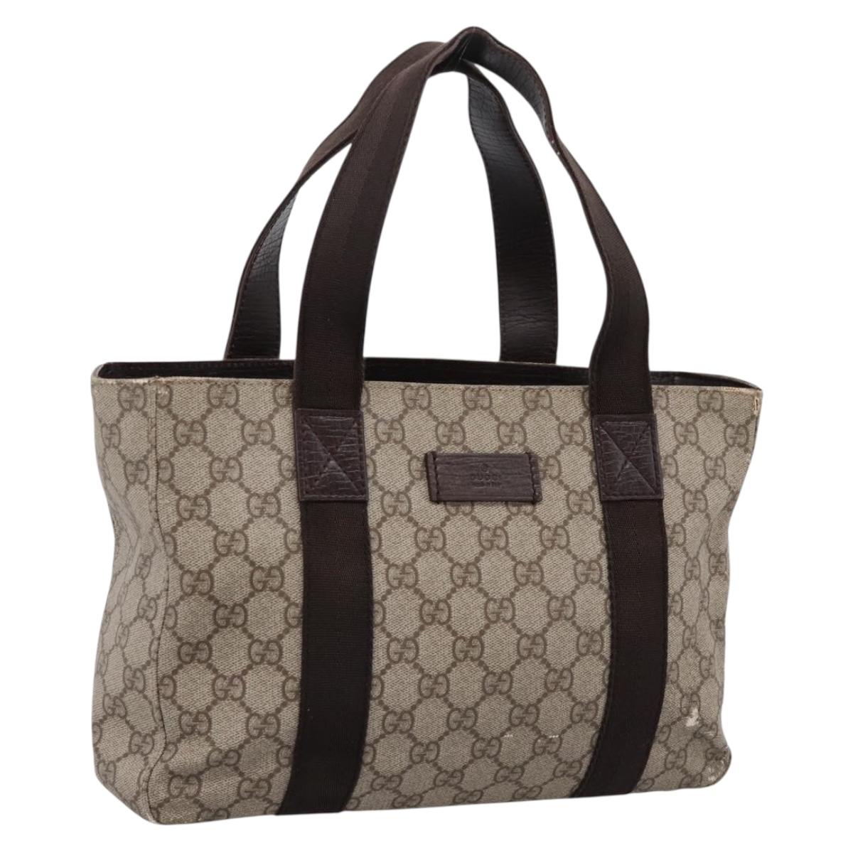 GUCCI GG Supreme Tote Bag PVC Beige Silver 141976 Auth 202691