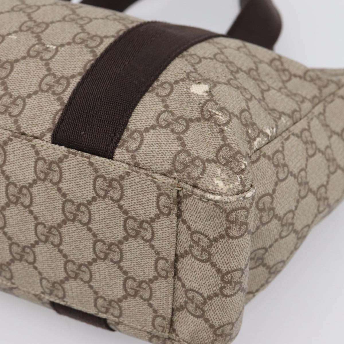 GUCCI GG Supreme Tote Bag PVC Beige Silver 141976 Auth 202691