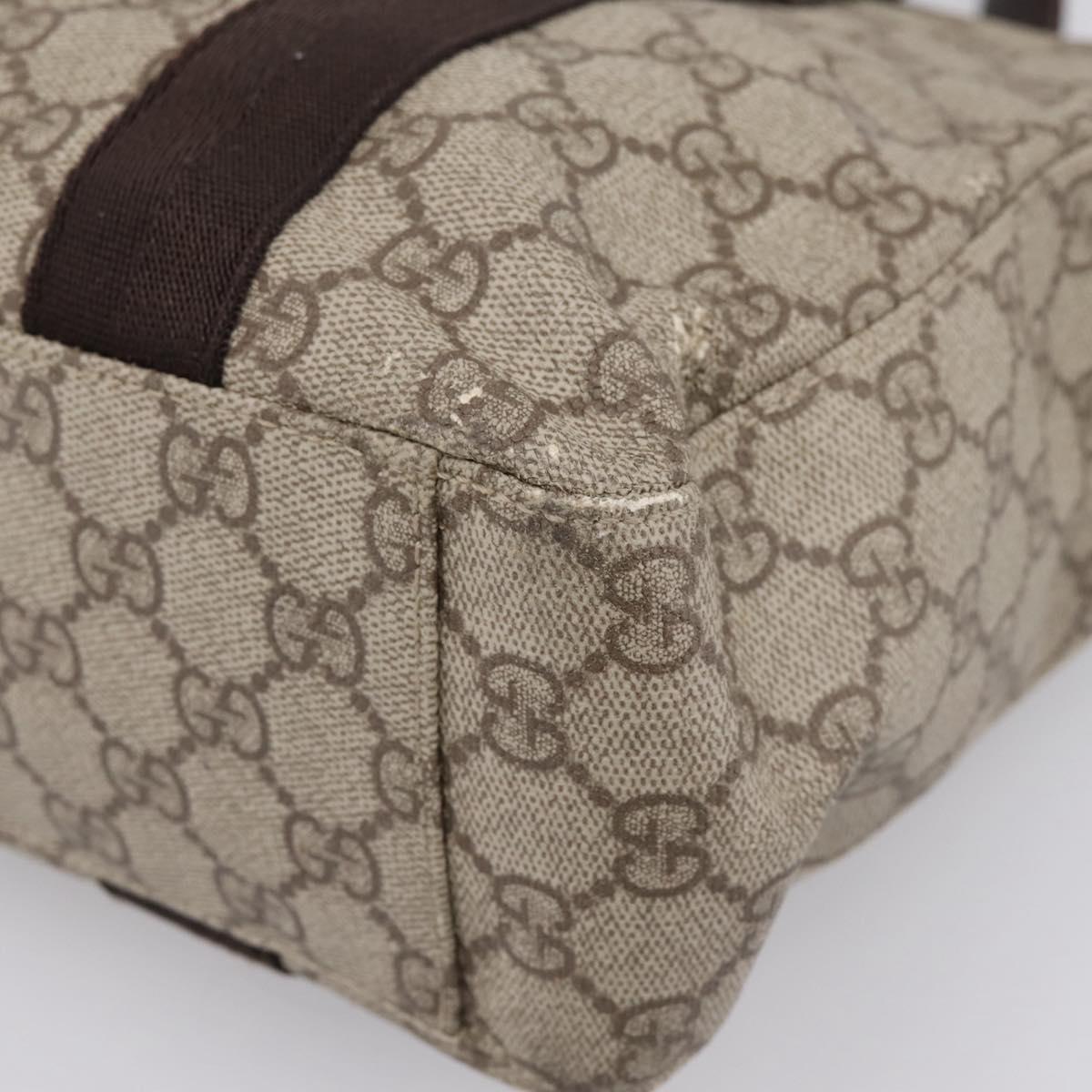 GUCCI GG Supreme Tote Bag PVC Beige Silver 141976 Auth 202691