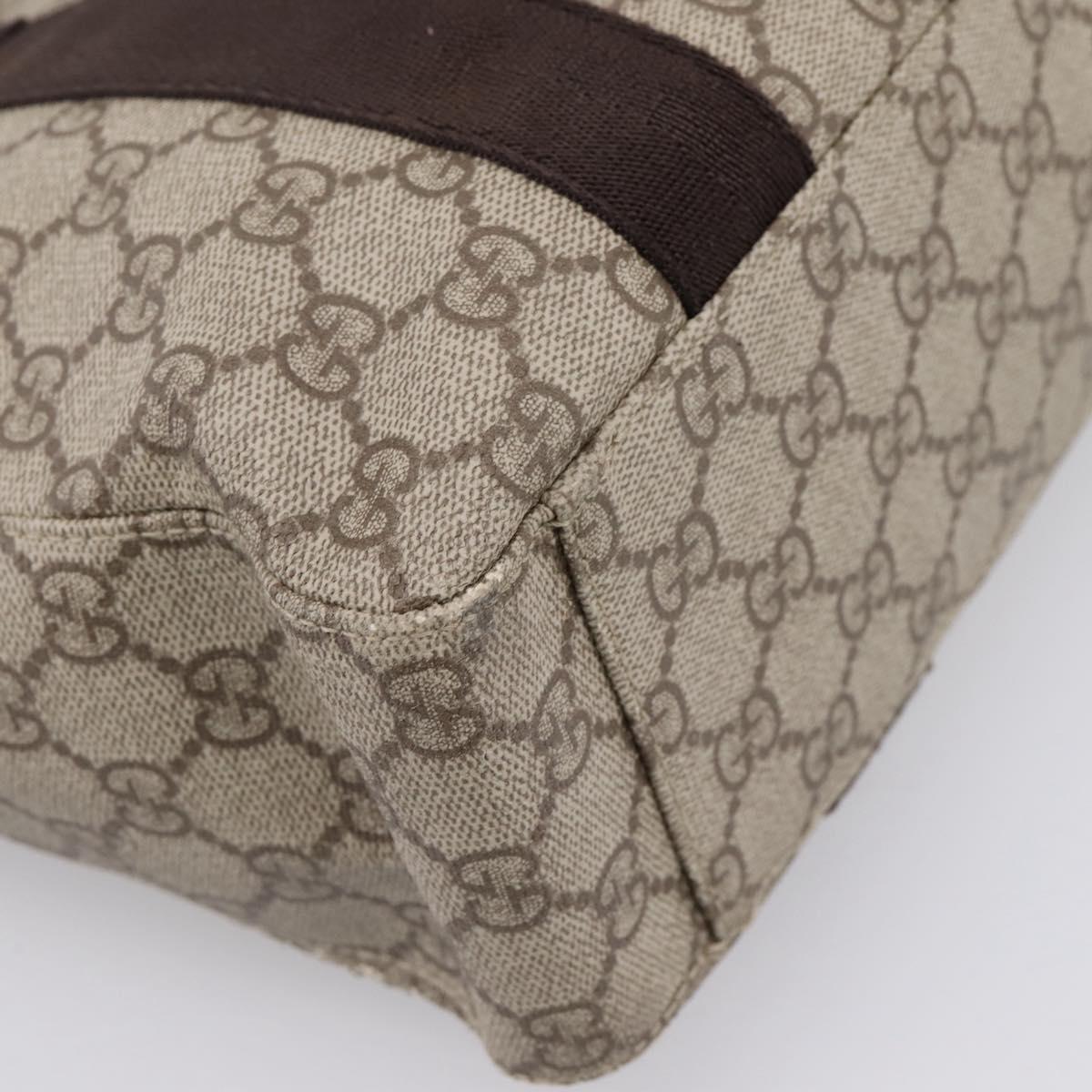 GUCCI GG Supreme Tote Bag PVC Beige Silver 141976 Auth 202691
