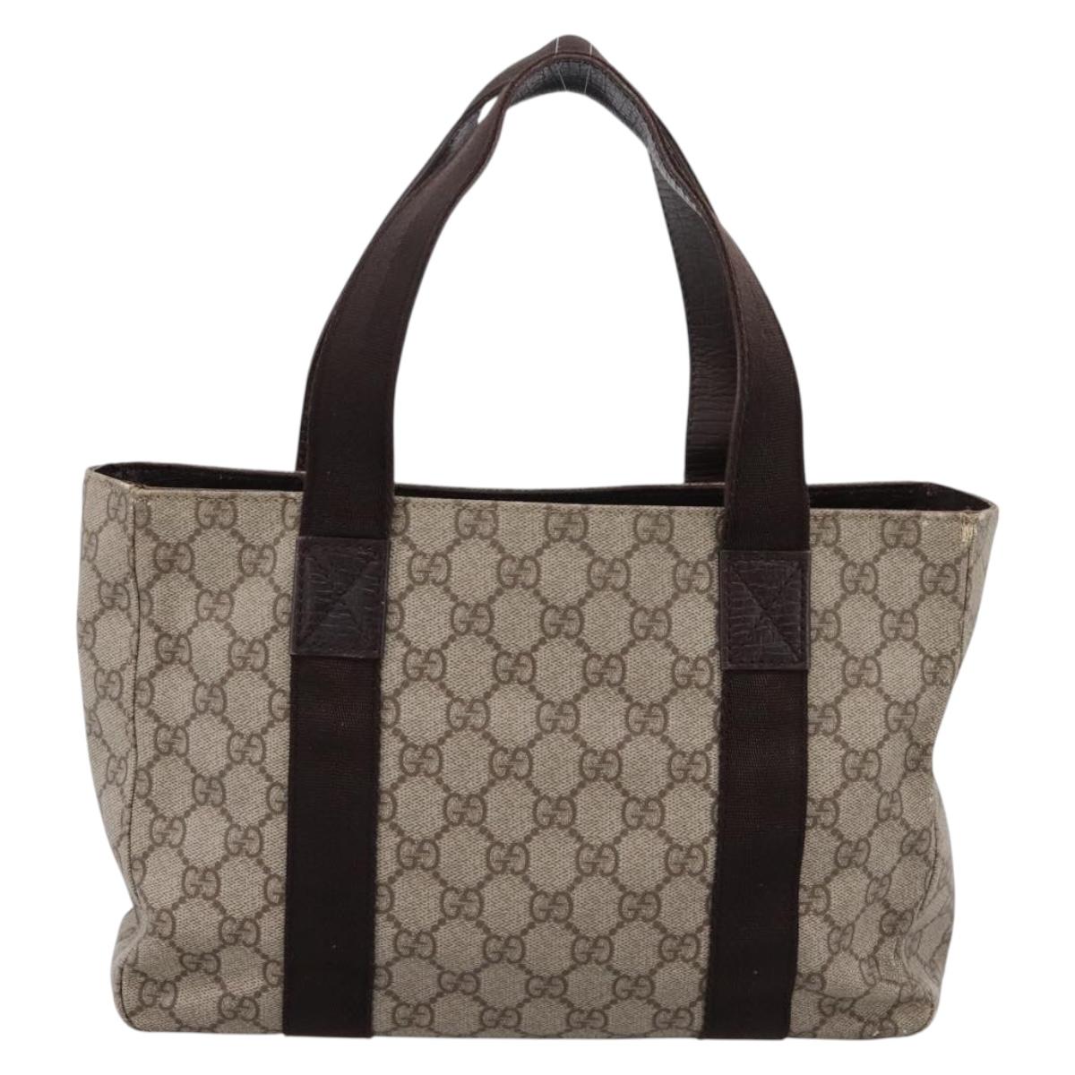GUCCI GG Supreme Tote Bag PVC Beige Silver 141976 Auth 202691
