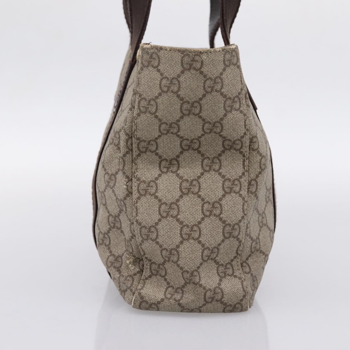 GUCCI GG Supreme Tote Bag PVC Beige Silver 141976 Auth 202691