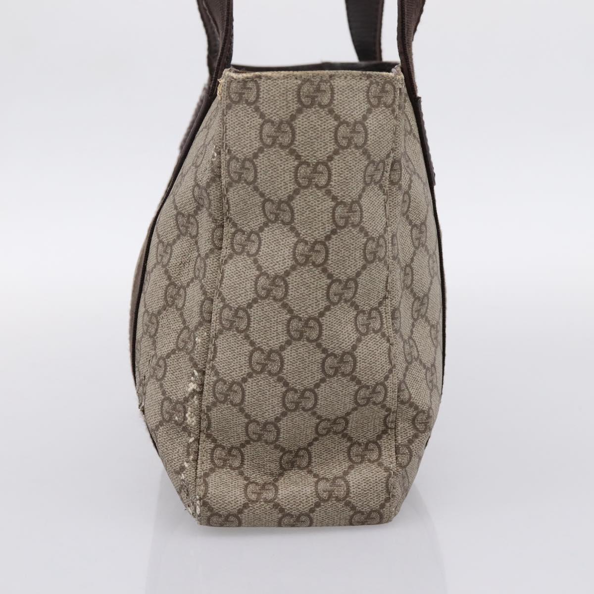 GUCCI GG Supreme Tote Bag PVC Beige Silver 141976 Auth 202691