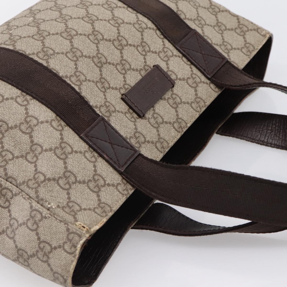 GUCCI GG Supreme Tote Bag PVC Beige Silver 141976 Auth 202691