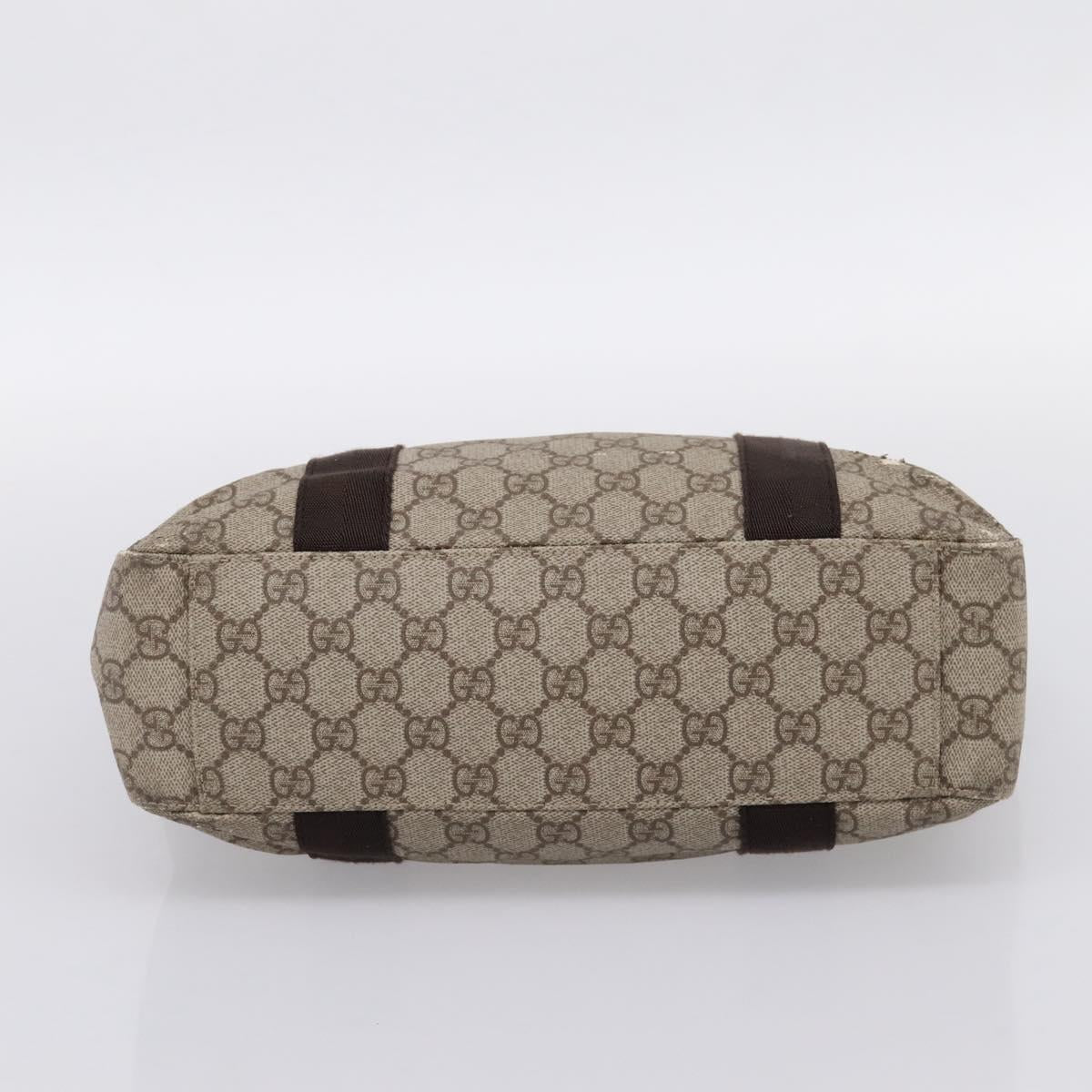GUCCI GG Supreme Tote Bag PVC Beige Silver 141976 Auth 202691