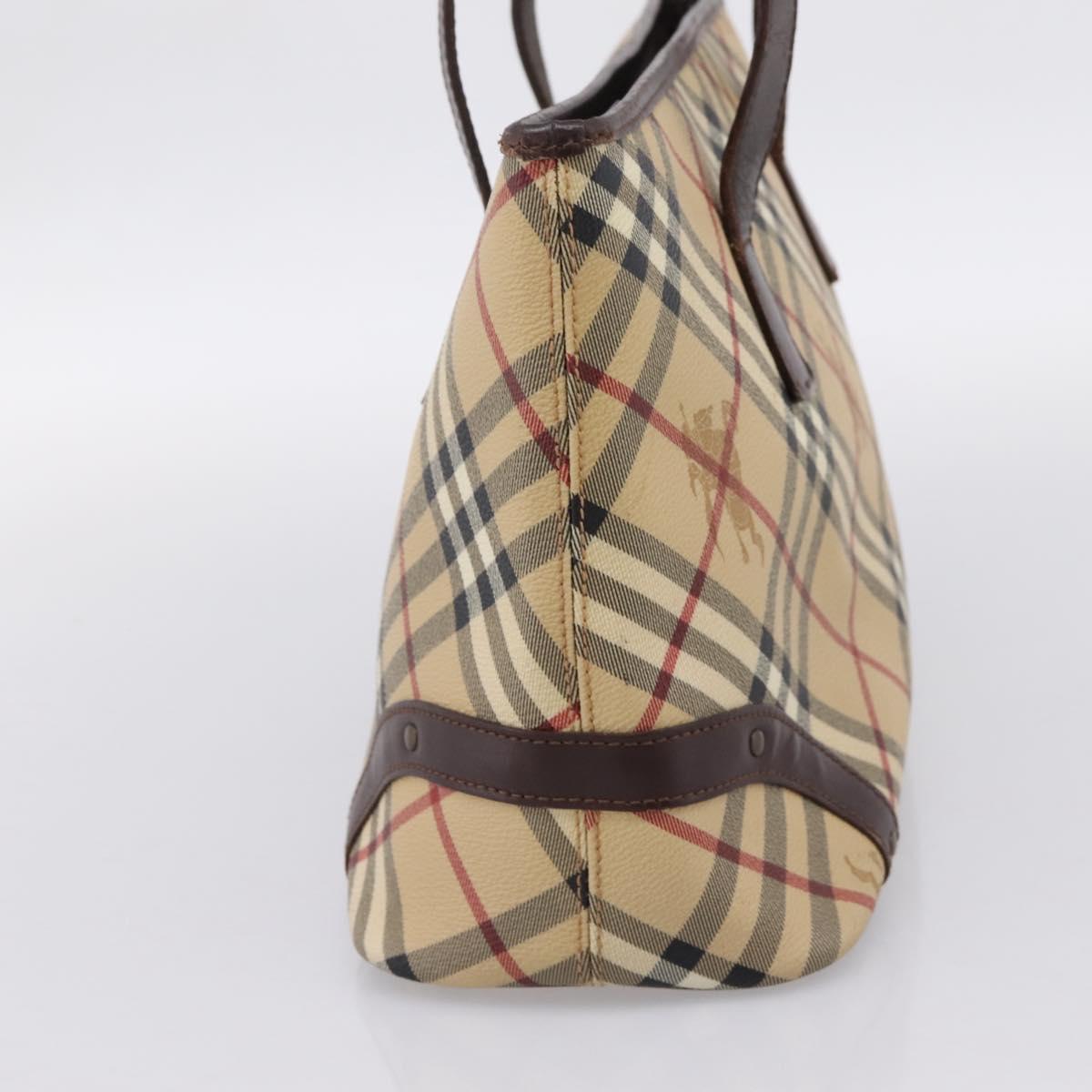 BURBERRY Nova Check Tote Bag PVC Beige Gold Auth 202693