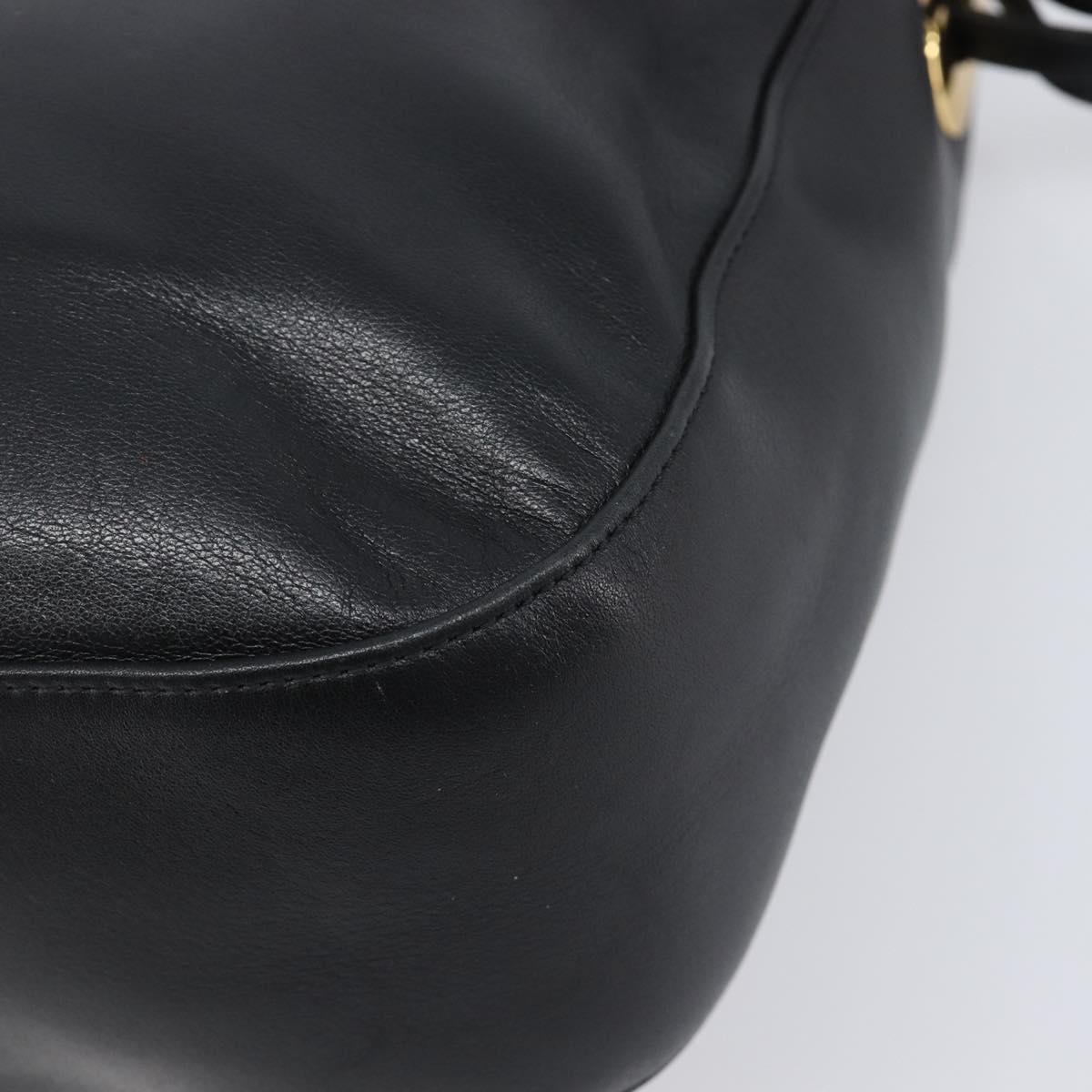 BALLY Shoulder Bag Leather Black Gold Auth 202700V