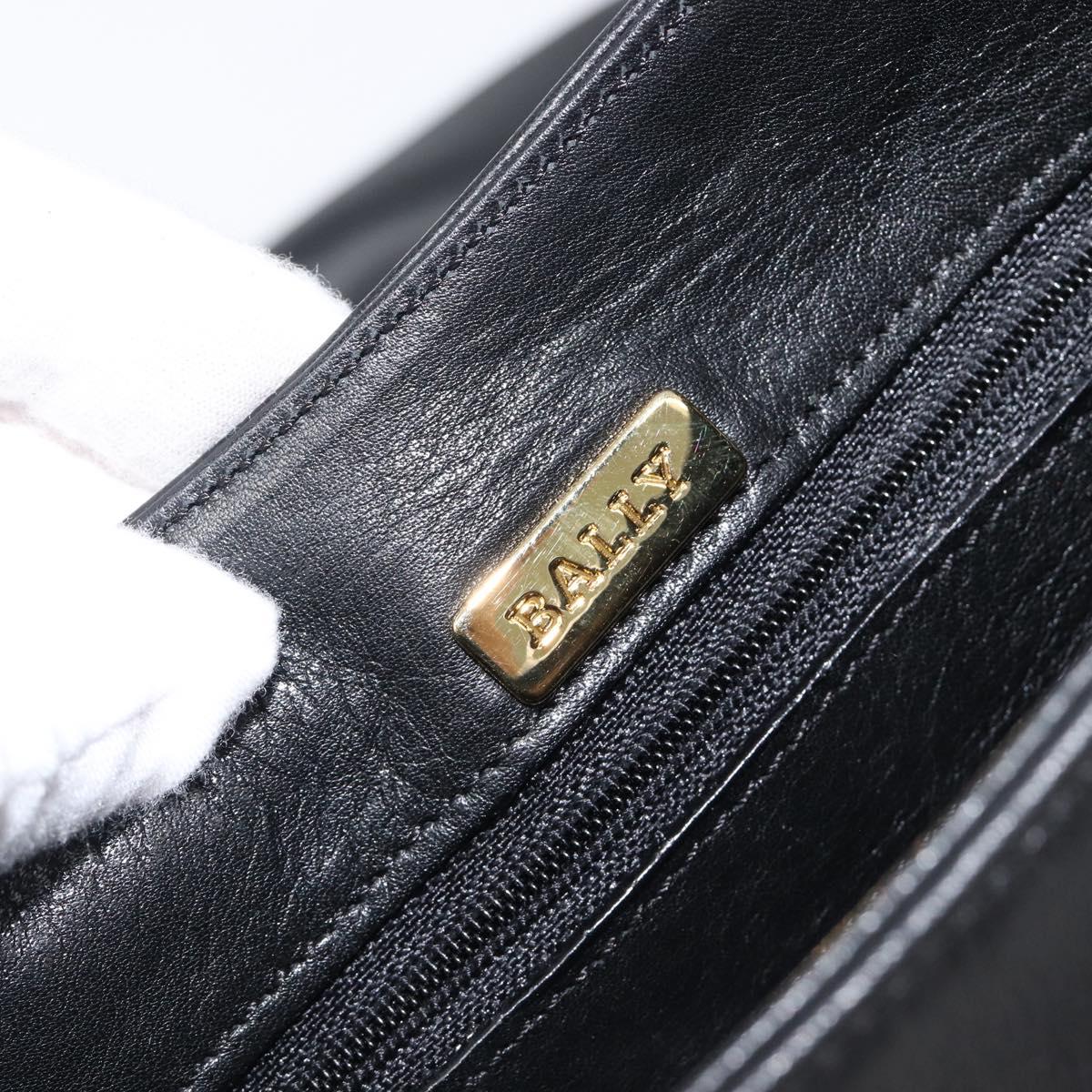 BALLY Shoulder Bag Leather Black Gold Auth 202700V
