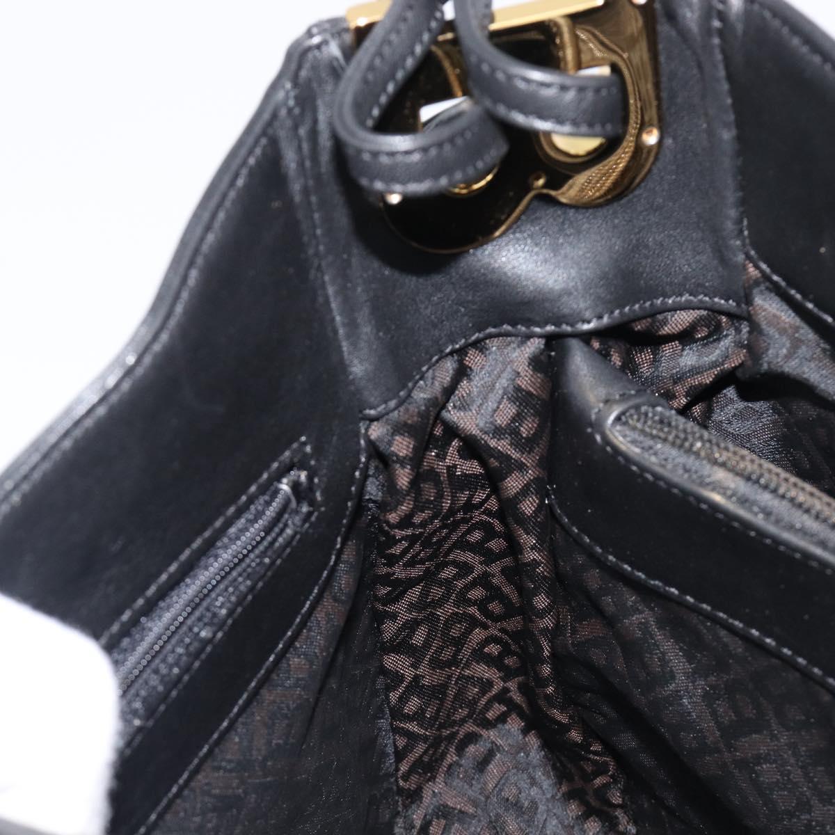 BALLY Shoulder Bag Leather Black Gold Auth 202700V