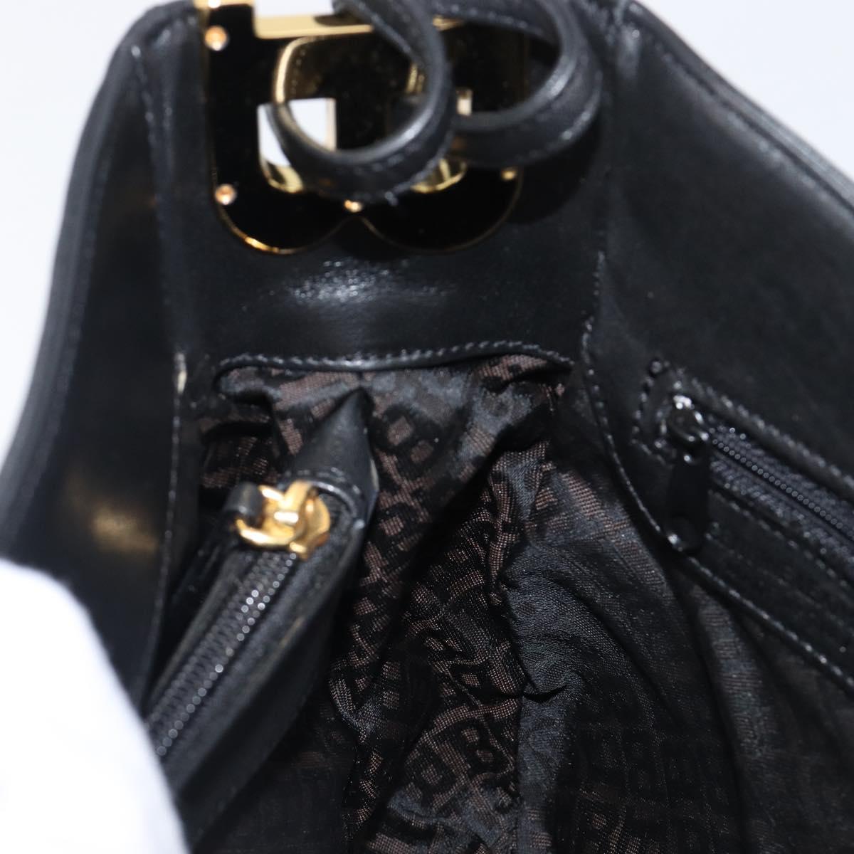 BALLY Shoulder Bag Leather Black Gold Auth 202700V