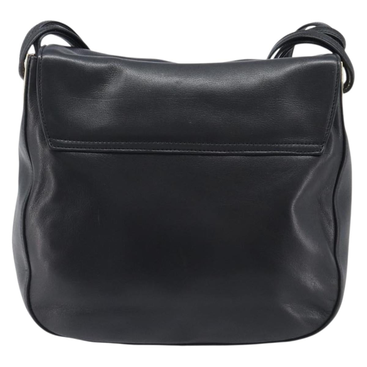 BALLY Shoulder Bag Leather Black Gold Auth 202700V