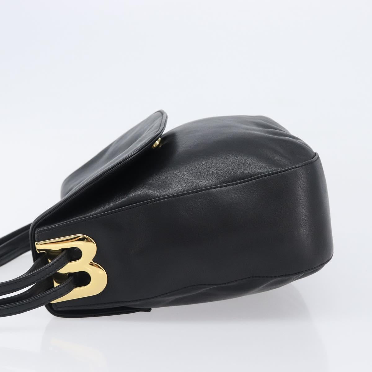 BALLY Shoulder Bag Leather Black Gold Auth 202700V