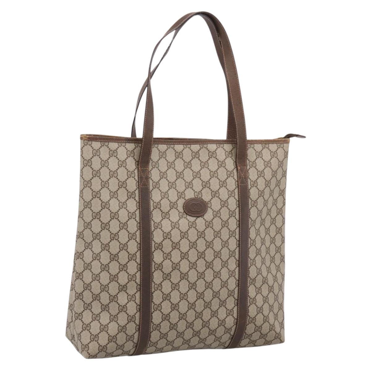 GUCCI GG Supreme Tote Bag PVC Beige Auth 202702