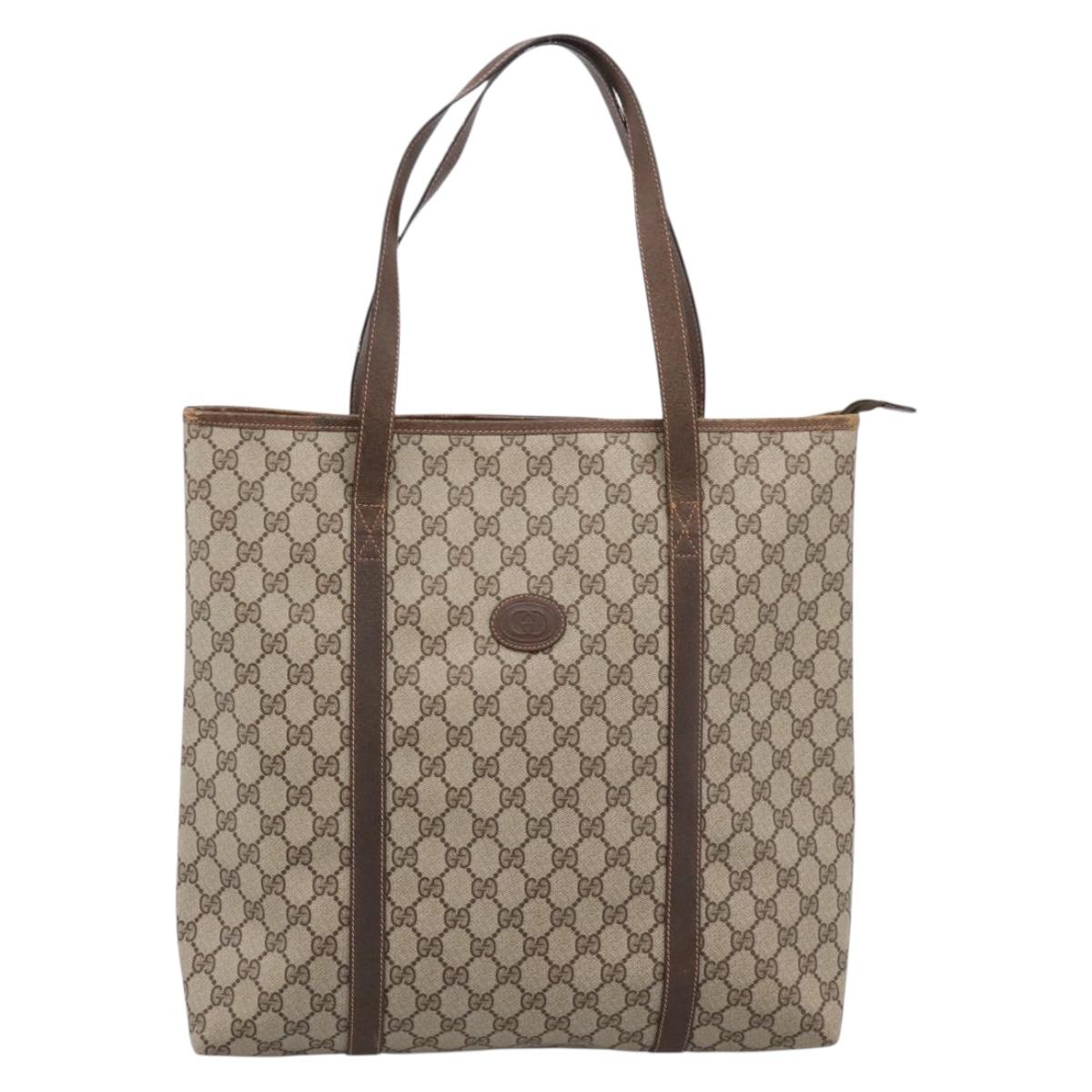 GUCCI GG Supreme Tote Bag PVC Beige Auth 202702