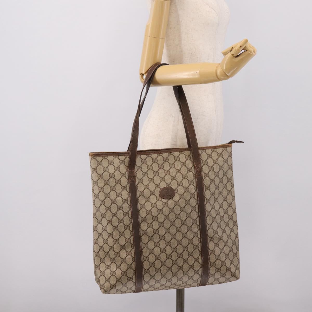 GUCCI GG Supreme Tote Bag PVC Beige Auth 202702