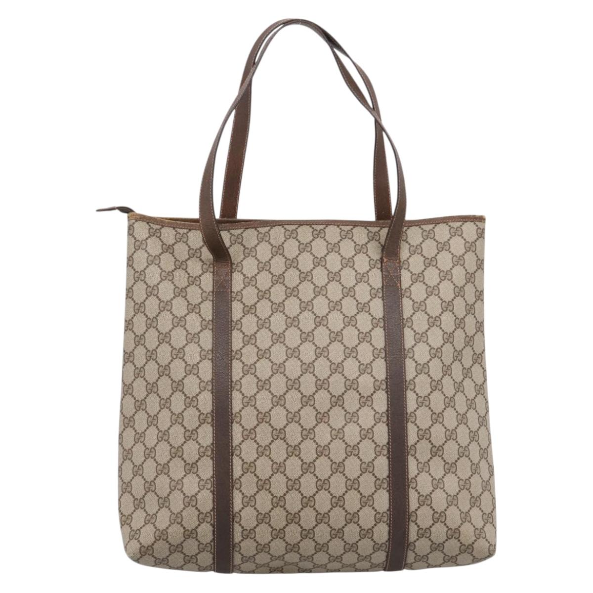 GUCCI GG Supreme Tote Bag PVC Beige Auth 202702