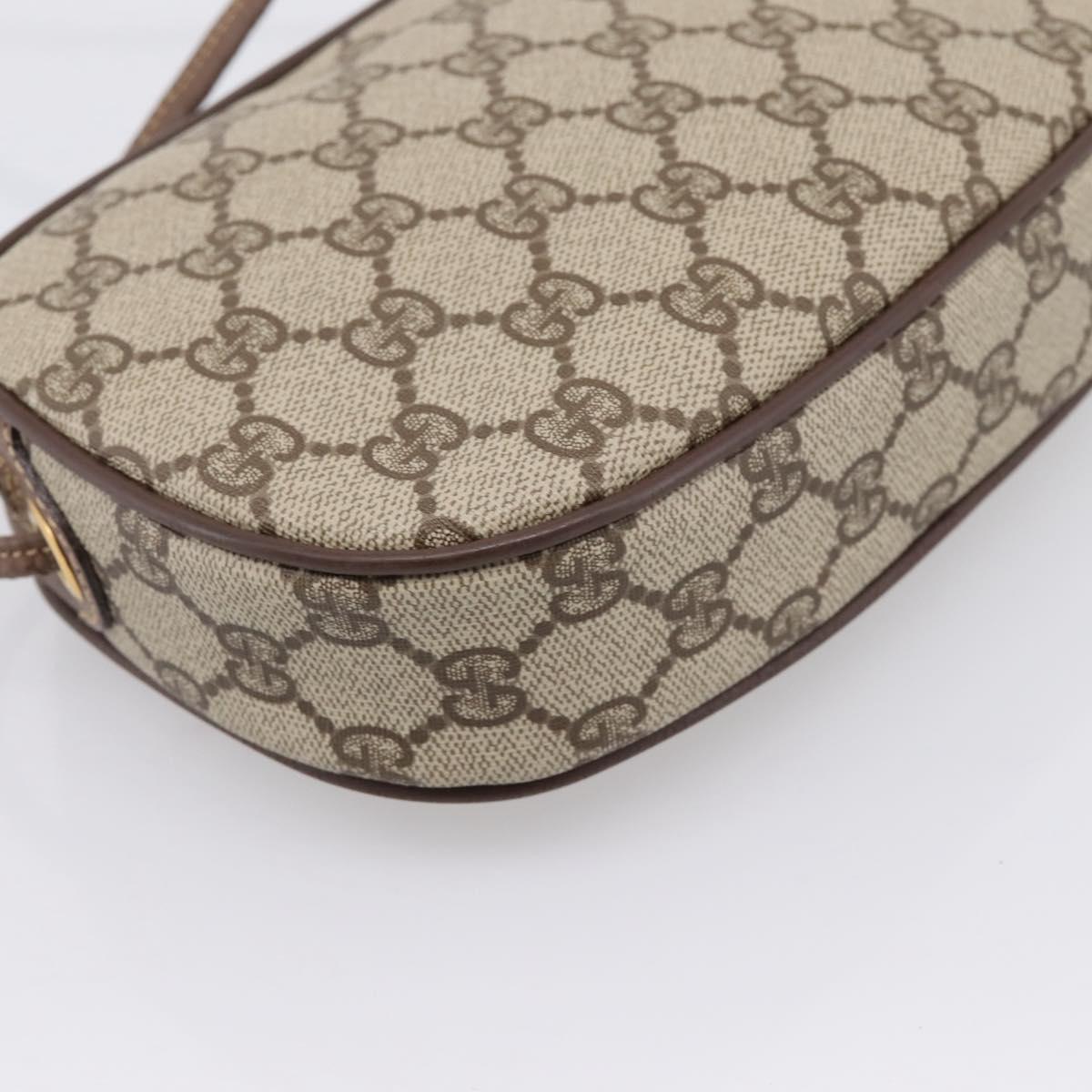 GUCCI GG Supreme Web Sherry Line Bag PVC Beige Gold 007 58 6112 Auth 202703