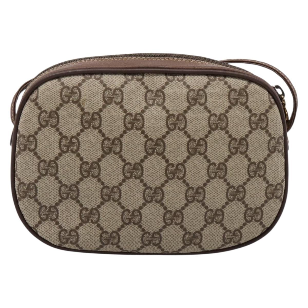 GUCCI GG Supreme Web Sherry Line Bag PVC Beige Gold 007 58 6112 Auth 202703