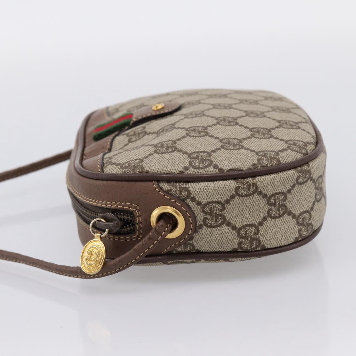 GUCCI GG Supreme Web Sherry Line Bag PVC Beige Gold 007 58 6112 Auth 202703