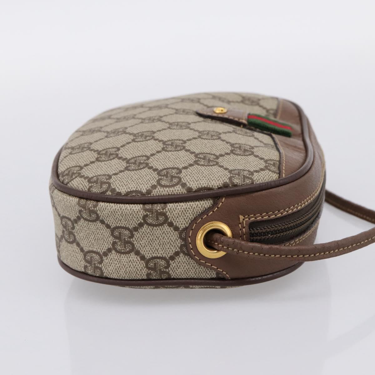 GUCCI GG Supreme Web Sherry Line Bag PVC Beige Gold 007 58 6112 Auth 202703