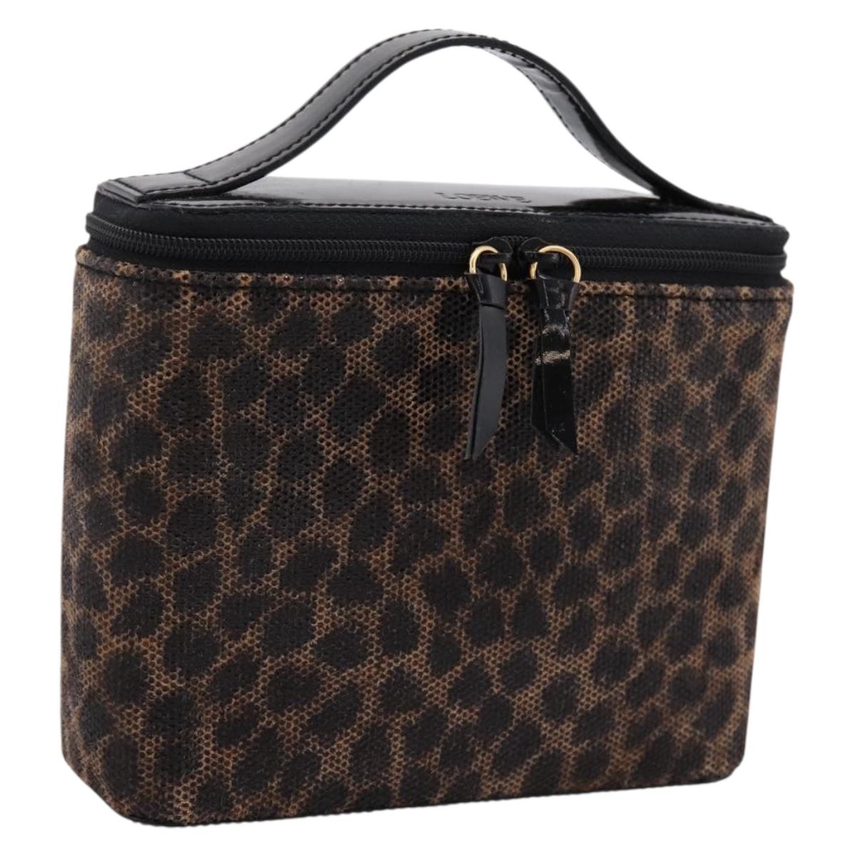 LOEWE Hand Bag PVC Canvas Brown Gold Auth 202704A
