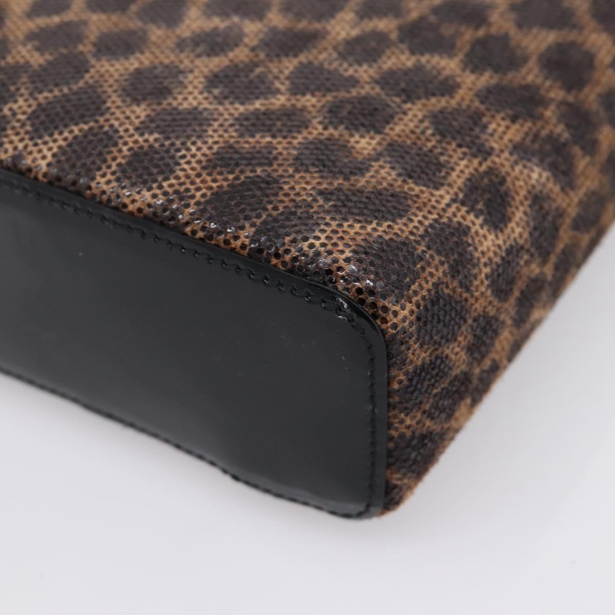 LOEWE Hand Bag PVC Canvas Brown Gold Auth 202704A