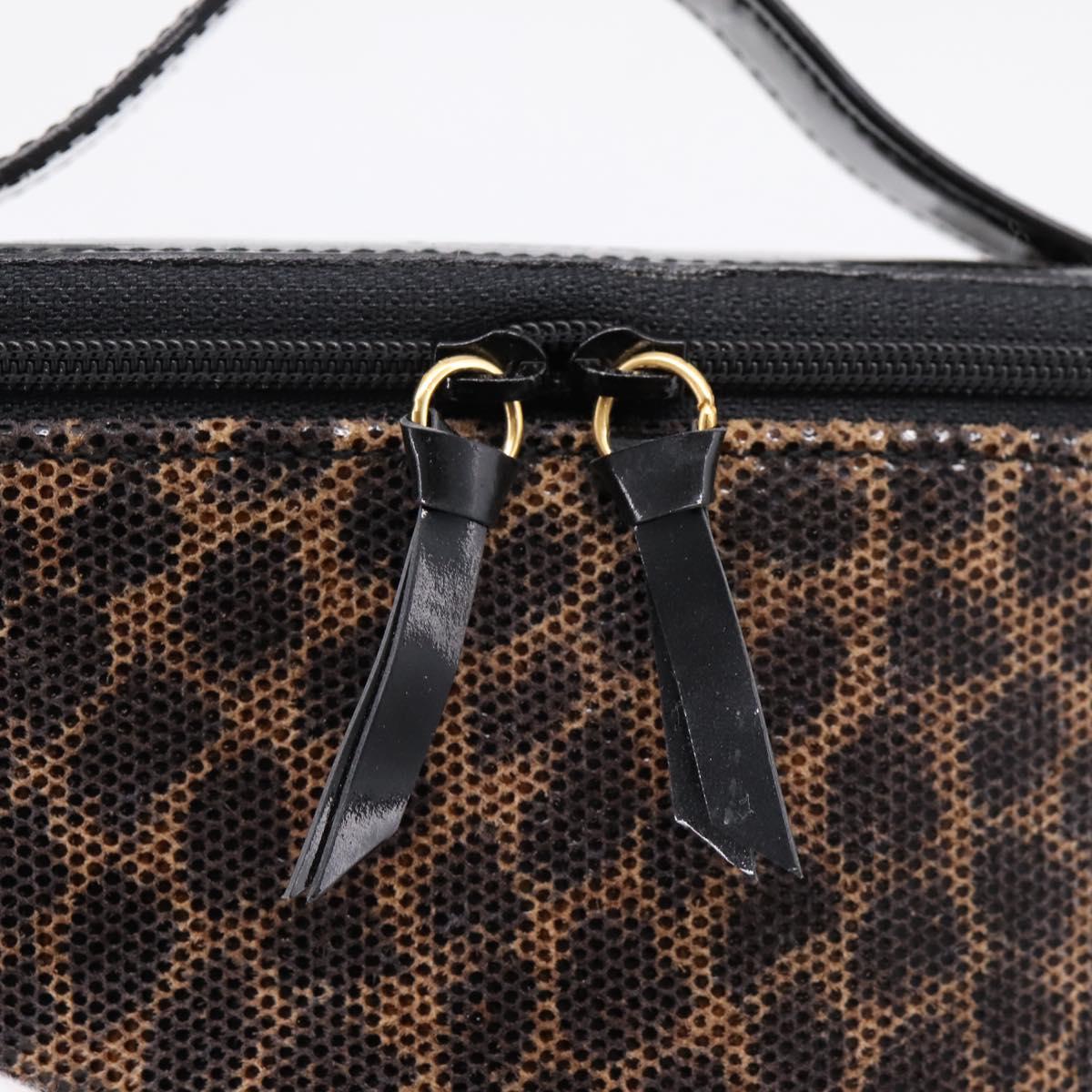 LOEWE Hand Bag PVC Canvas Brown Gold Auth 202704A