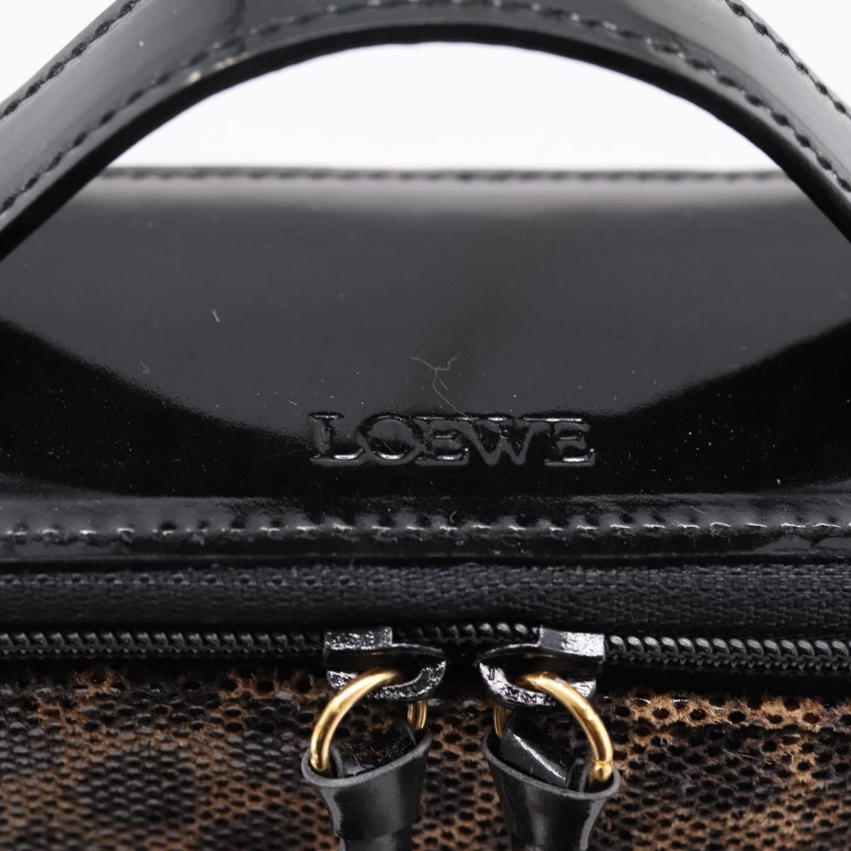 LOEWE Hand Bag PVC Canvas Brown Gold Auth 202704A