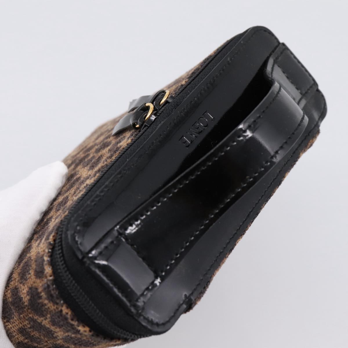 LOEWE Hand Bag PVC Canvas Brown Gold Auth 202704A