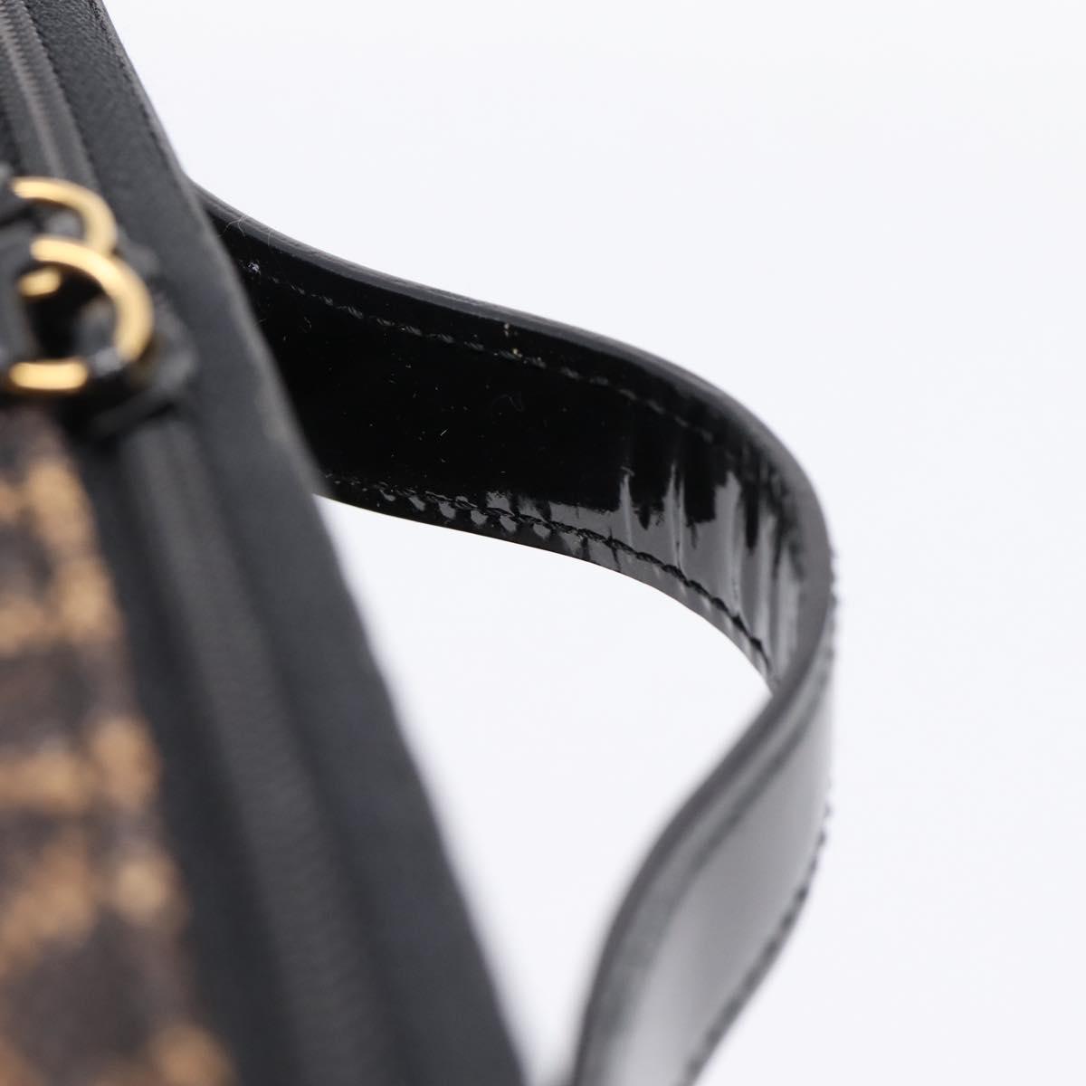 LOEWE Hand Bag PVC Canvas Brown Gold Auth 202704A