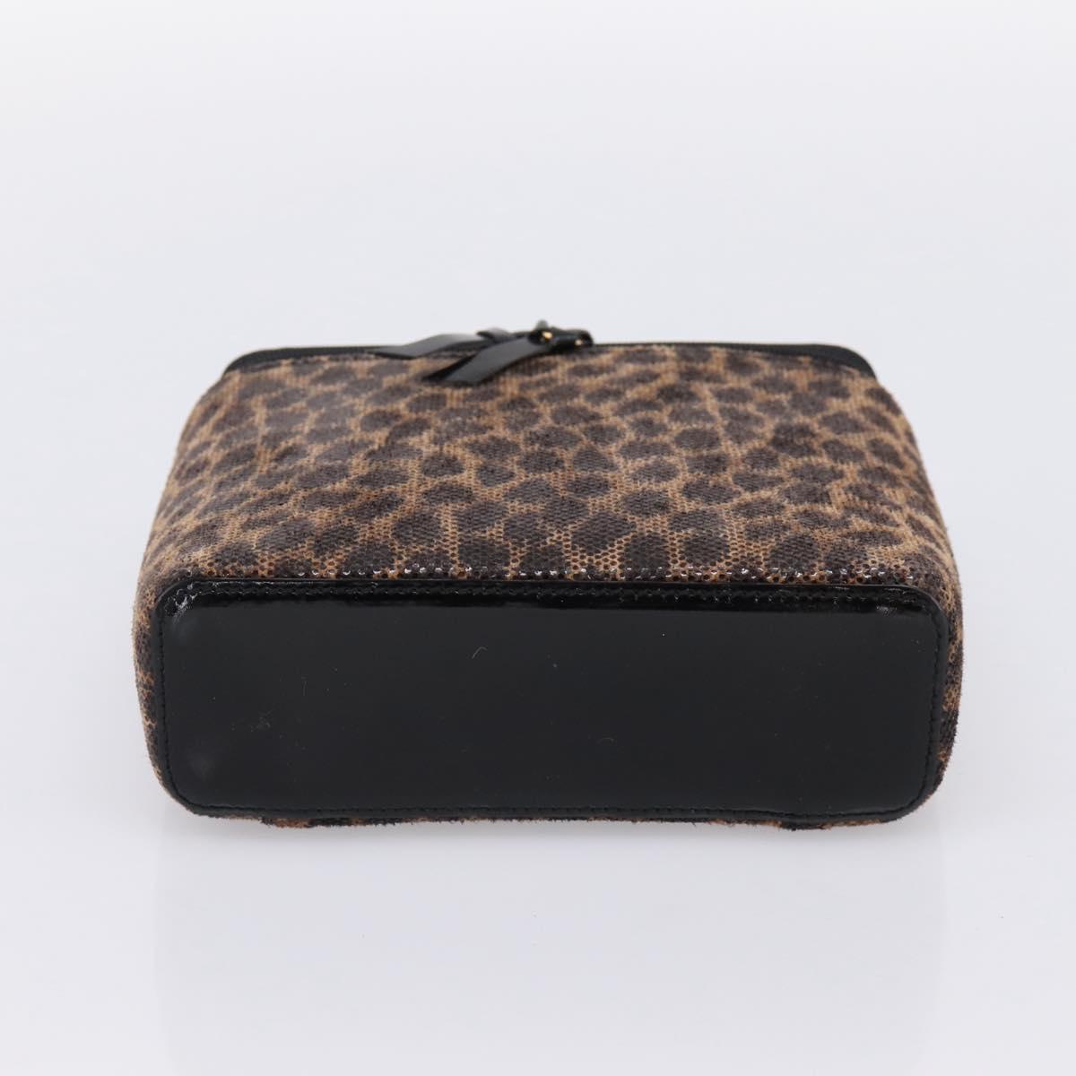 LOEWE Hand Bag PVC Canvas Brown Gold Auth 202704A