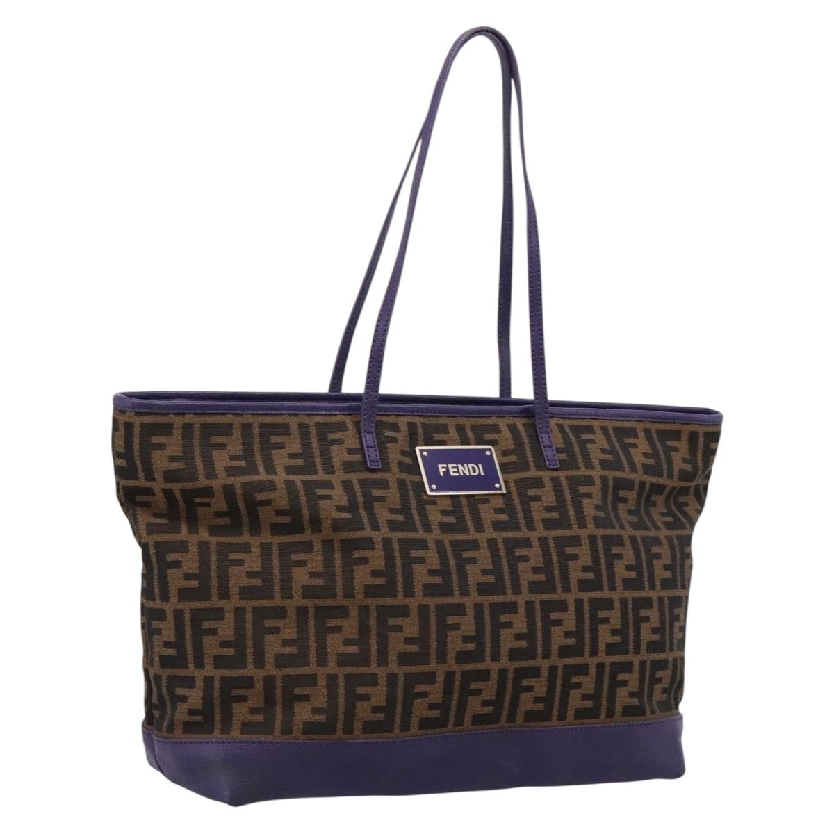 FENDI Zucca Canvas Tote Bag Black Brown Auth 202705