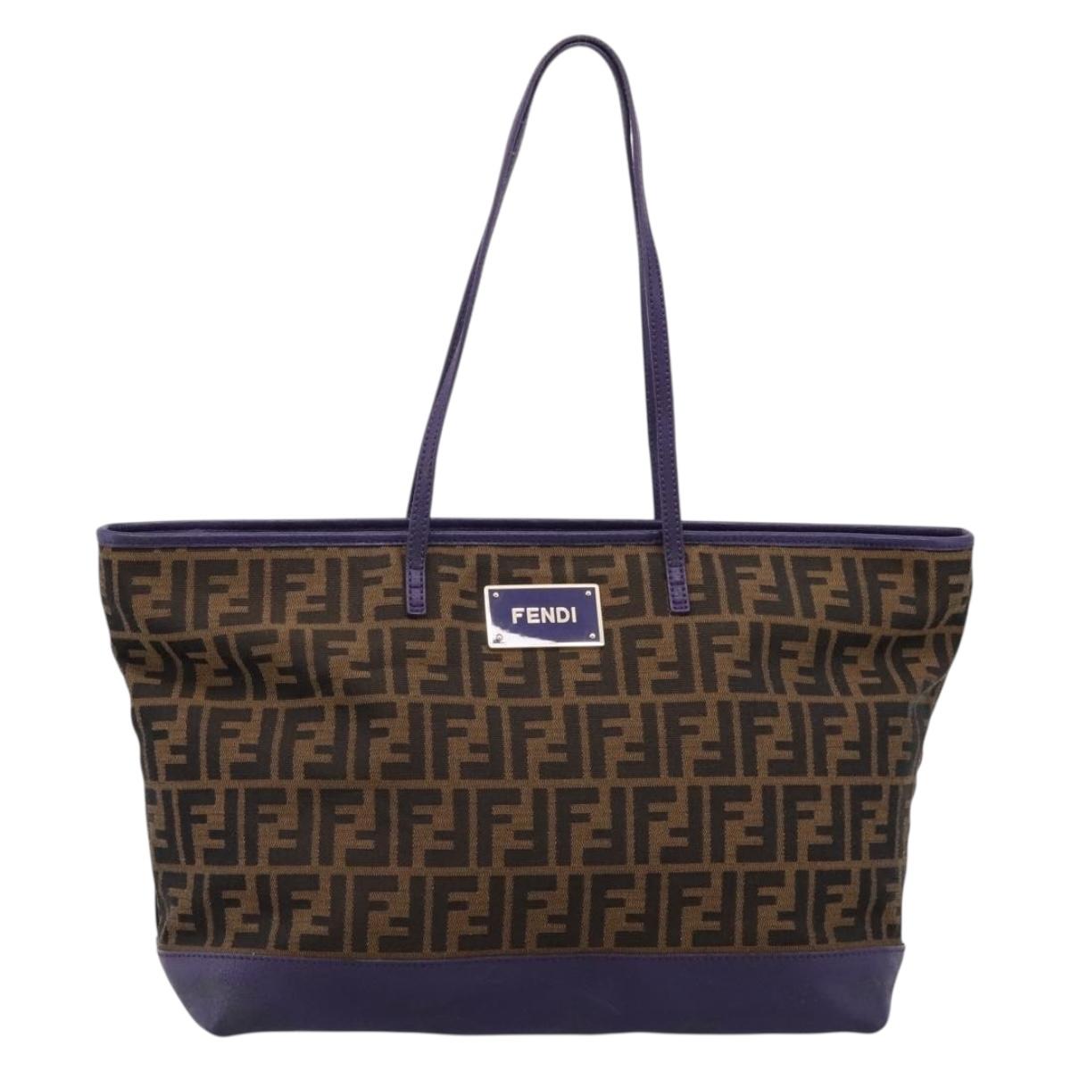 FENDI Zucca Canvas Tote Bag Black Brown Auth 202705