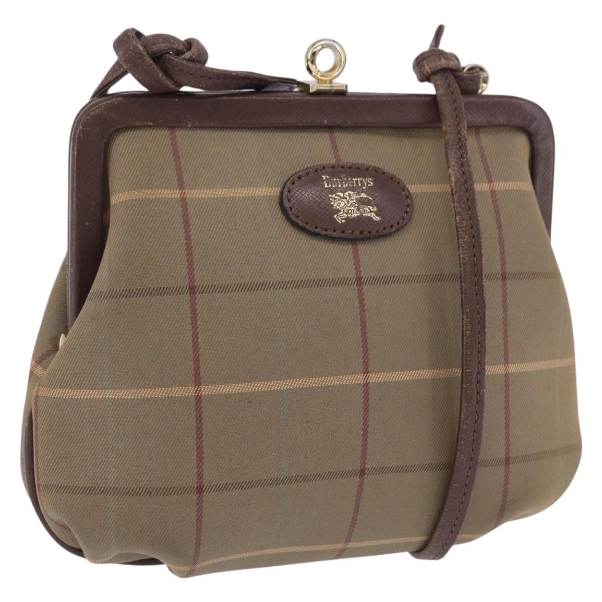 Burberrys Nova Check Shoulder Bag Canvas Beige Gold Auth 202710