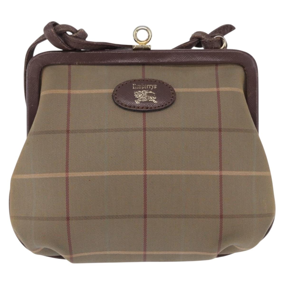 Burberrys Nova Check Shoulder Bag Canvas Beige Gold Auth 202710