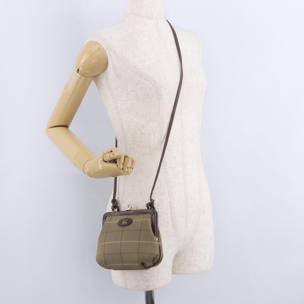 Burberrys Nova Check Shoulder Bag Canvas Beige Gold Auth 202710