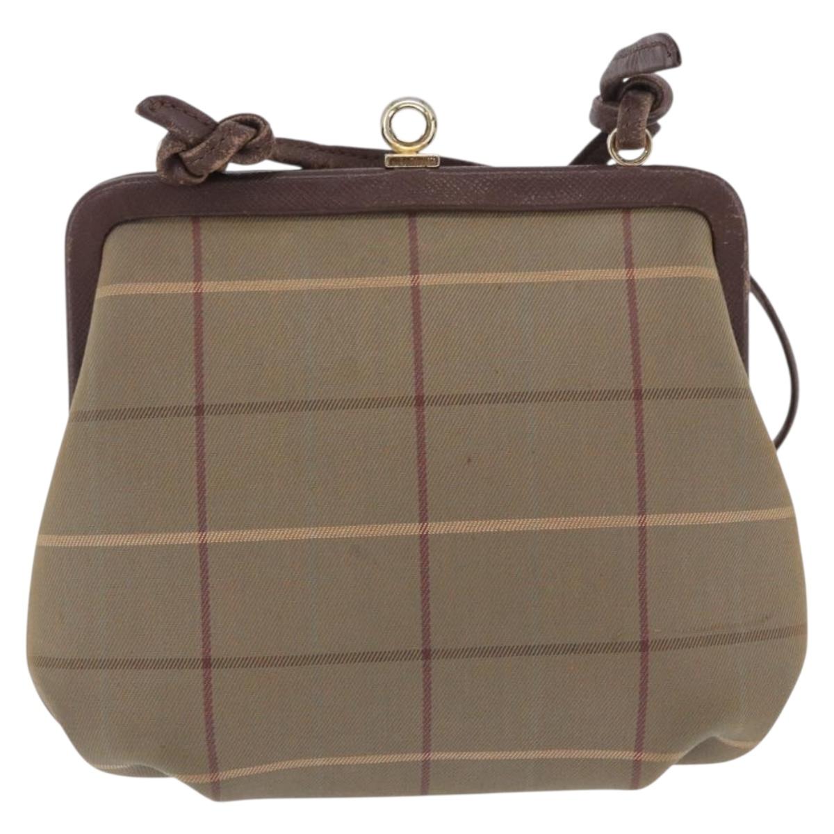 Burberrys Nova Check Shoulder Bag Canvas Beige Gold Auth 202710