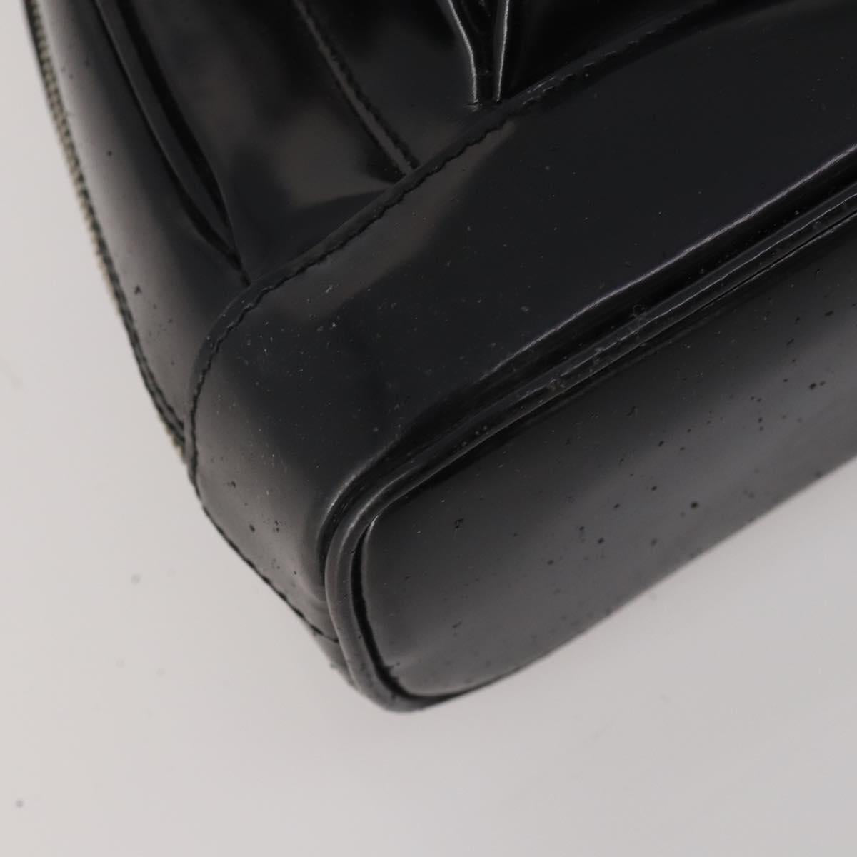 GUCCI Bamboo Shoulder Bag Patent Leather Black Silver 003 2113 0127 Auth 202711