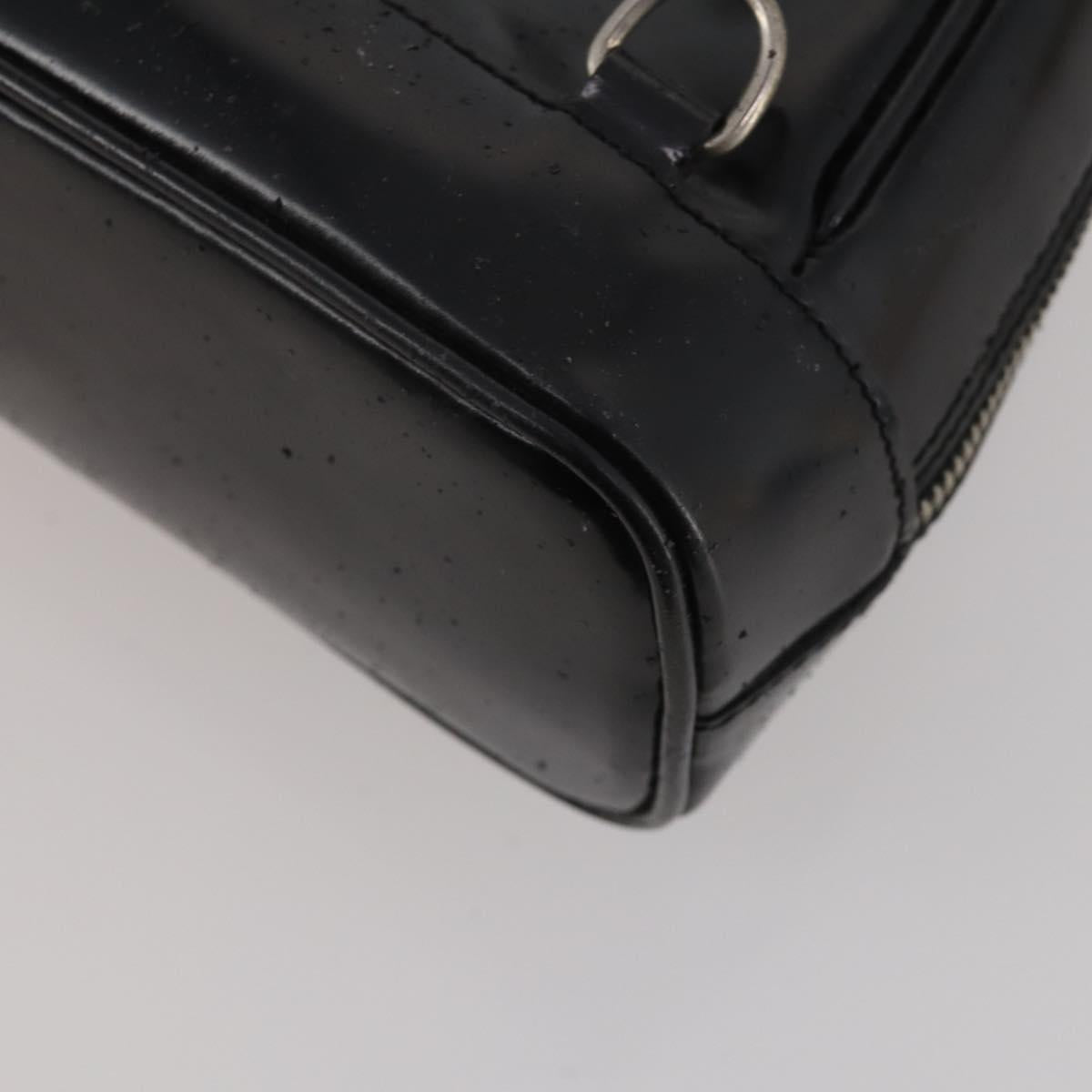GUCCI Bamboo Shoulder Bag Patent Leather Black Silver 003 2113 0127 Auth 202711