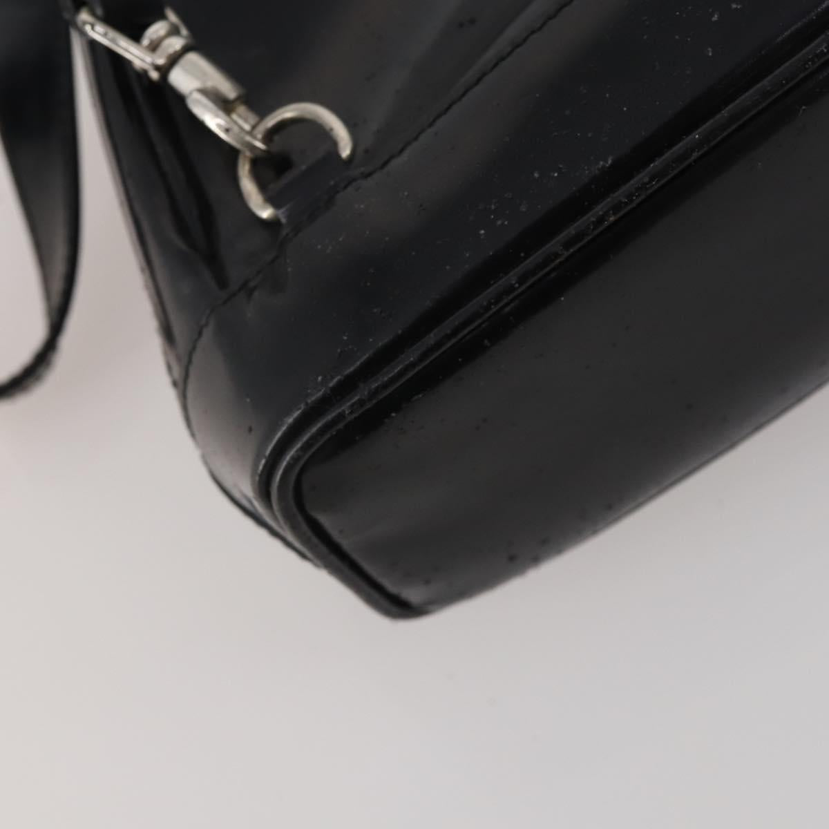 GUCCI Bamboo Shoulder Bag Patent Leather Black Silver 003 2113 0127 Auth 202711