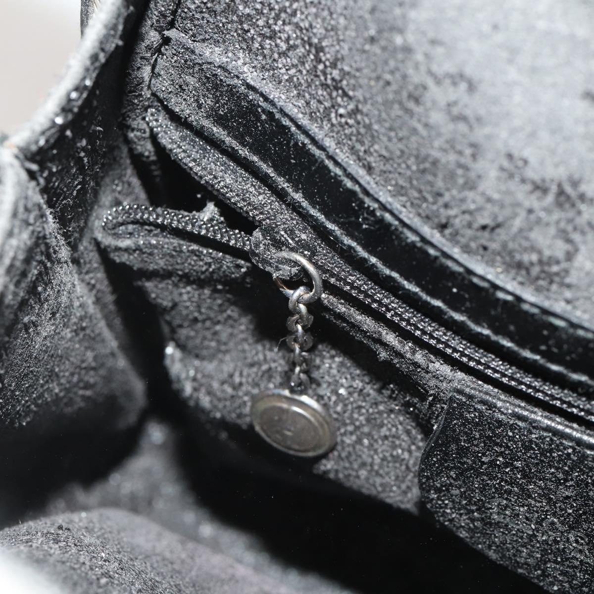 GUCCI Bamboo Shoulder Bag Patent Leather Black Silver 003 2113 0127 Auth 202711