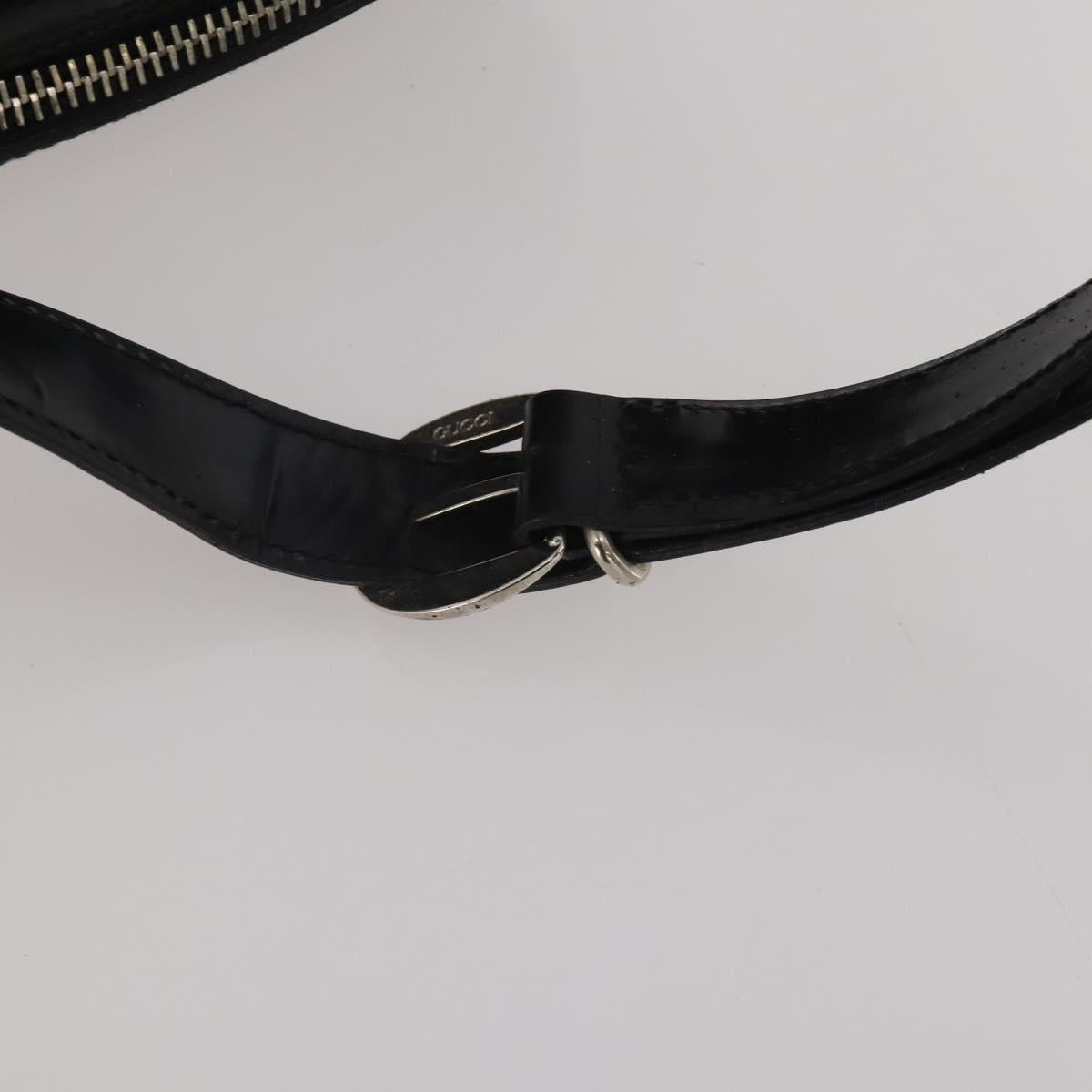 GUCCI Bamboo Shoulder Bag Patent Leather Black Silver 003 2113 0127 Auth 202711