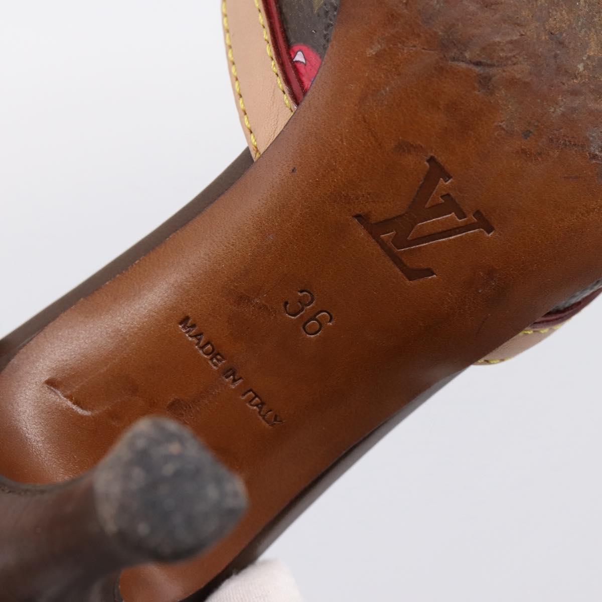 LOUIS VUITTON Monogram Cherry Mule Sandals 36 Marron LV Auth 202717